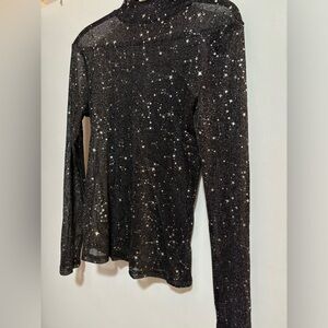 Star/glitter long sleeve mesh shirt